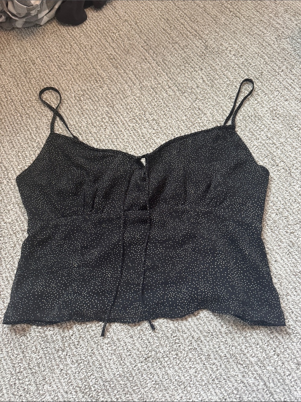J.O.A. Black Spotted Spaghetti-Strap Cami
